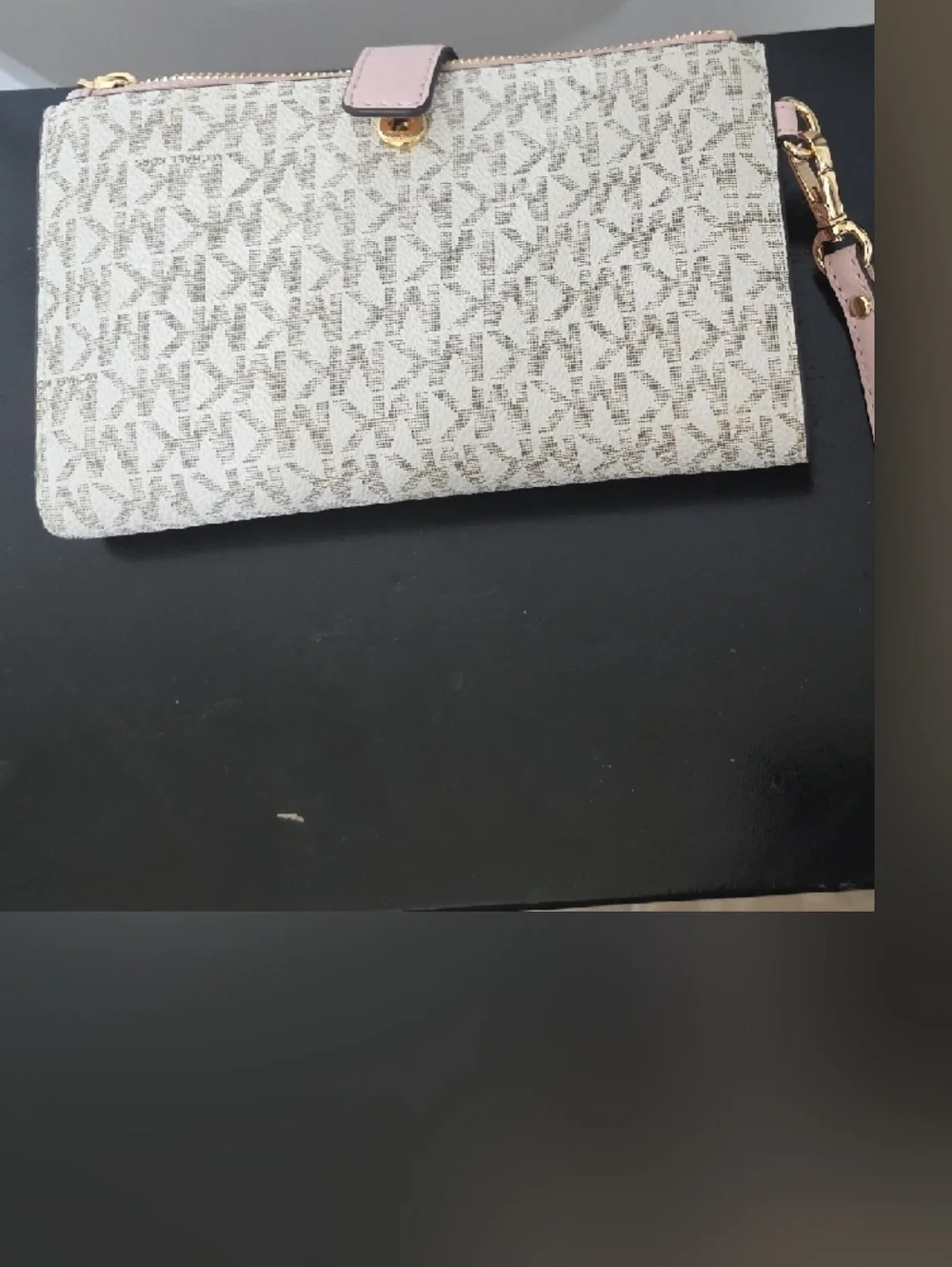 Michael Kors Cream Logo Wristlet with Light Pink Strap - Picture 2 of 4